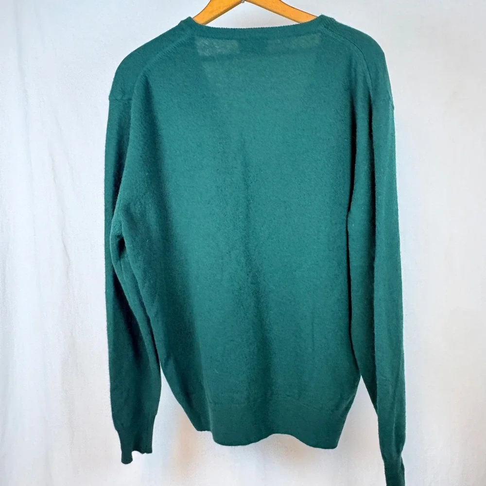 Vtg P Beretta Sport Men Green Embroidered Logo V-Neck Sweater Italy L Academia